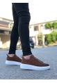 Ayakkabium Yüksek Taban Çift Bantlı Taba Beyaz Casual Sneaker Spor Tarz Erkek Ayakkabı MHN-AY3630