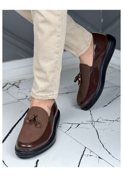 MHN002 RST Loafer Verniciata Erkek Ayakkabı KAHVE