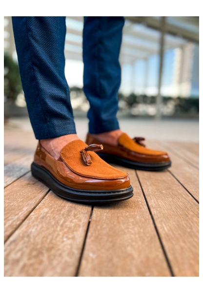 MHN002 RST Loafer Verniciata Erkek Ayakkabı TABA